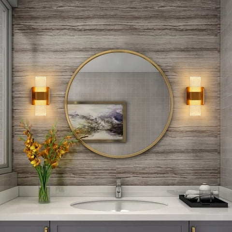 Applique Murale Interieur LED Dimmable 10W, Lampe Murale Moderne Design Acrylique Romantique Créative, 3000K-6000K Lumière Lampe de Chevet pour Chambre à Coucher, Salon, Couloir (Or)