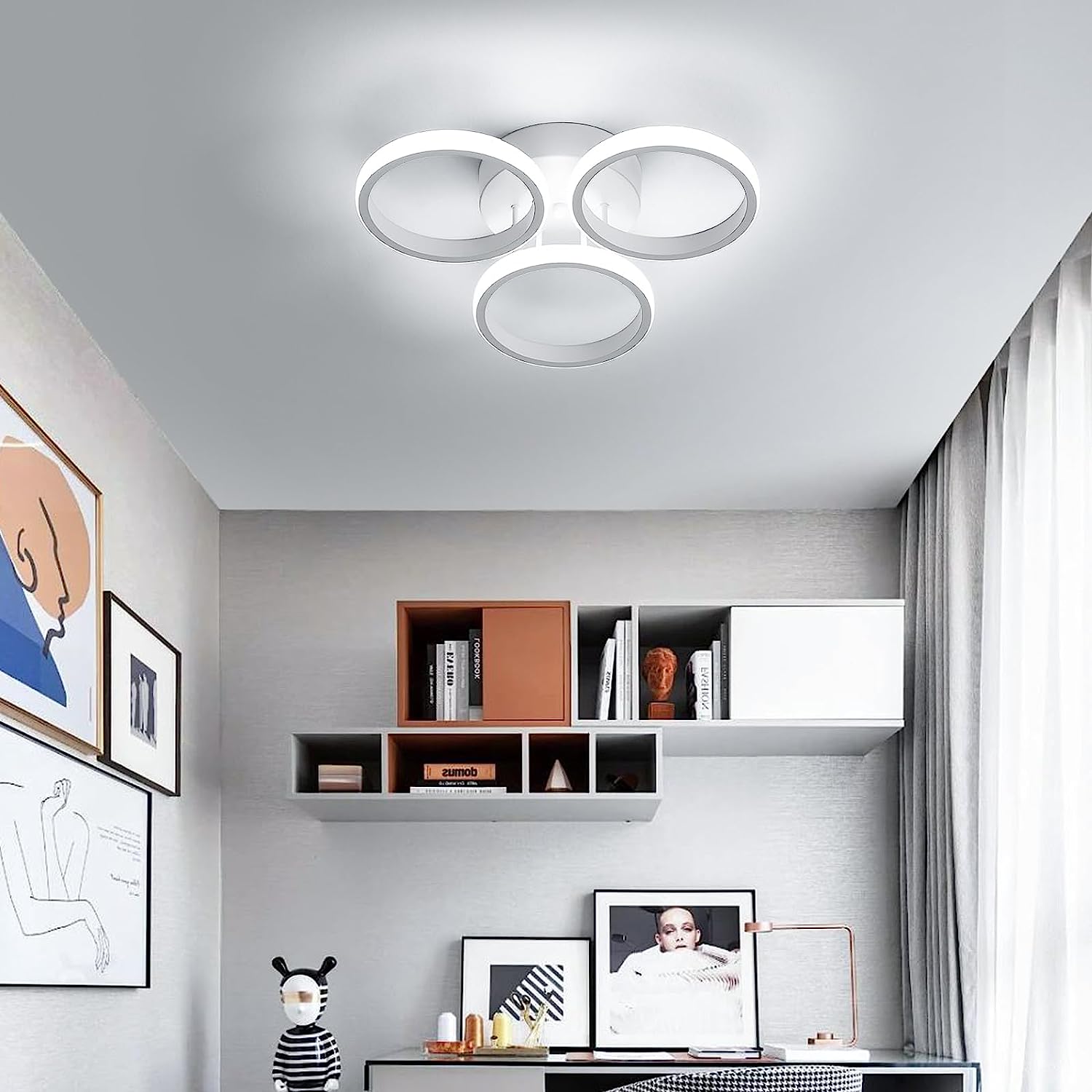 Plafonnier LED 24W Design moderne Cercle Anneaux Lampe de Plafond