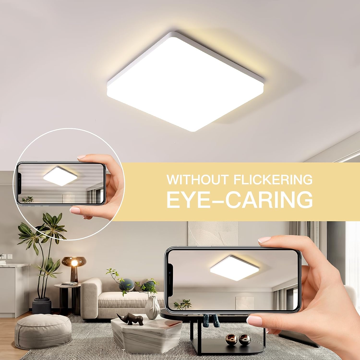 Plafonnier LED Carré, Lampe de Plafond LED, IP44 Plafonnier LED