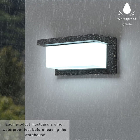 Applique Murale Exterieure 16W, Lampe Murales LED Etanche IP65, Appliques Extérieure Imperméable carrée pour balcon terrasse de jardin, blanc froid 6500K, noir
