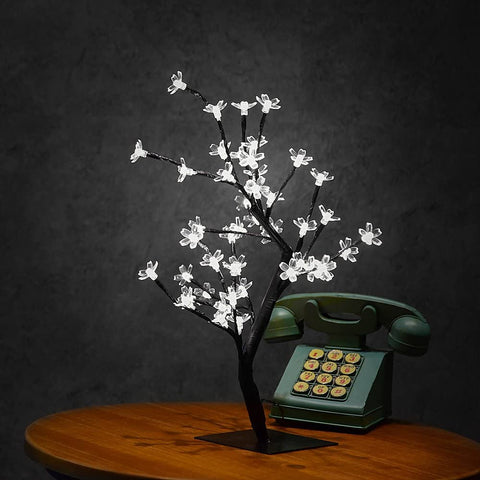 LED Lampe de Cerisier, 0.45M 48LED, Arbre Lumineux LED, Branches Noires, pour la décoration de Maison (Blanc)