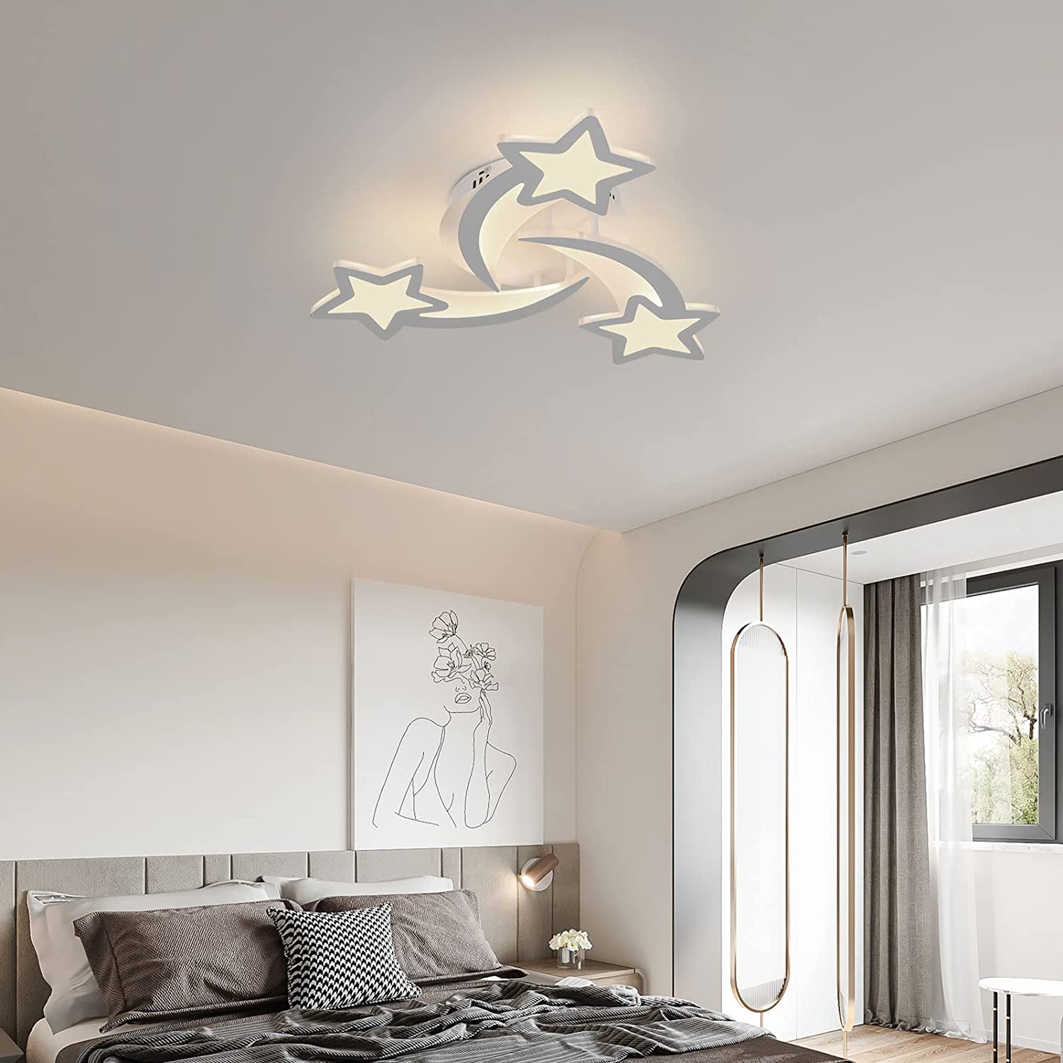 Plafonnier LED 30W, Lampe de plafond en forme Star moderne