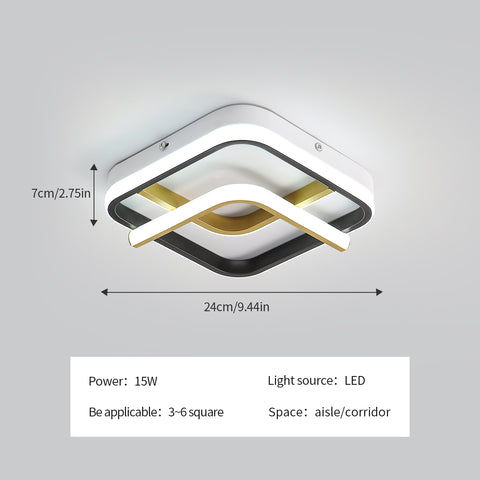 Plafonnier LED Moderne 23W Plafonnier Carré 6000K (Lumière Blanche Froide), Lampe de Plafond Acrylique Adapté à La Salle de Bain, Cuisine, Salon, Chambre (Or Noir)
