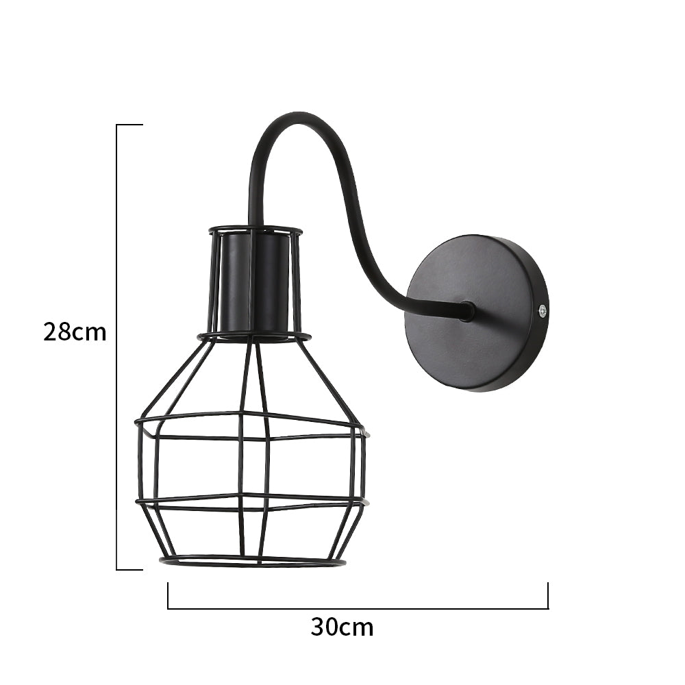 Applique Murale Intérieur, Lampe Murale Rétro, Éclairage Mural Vintage de Cage en métal E27 Noir, pour Cafe Bar Home Decor