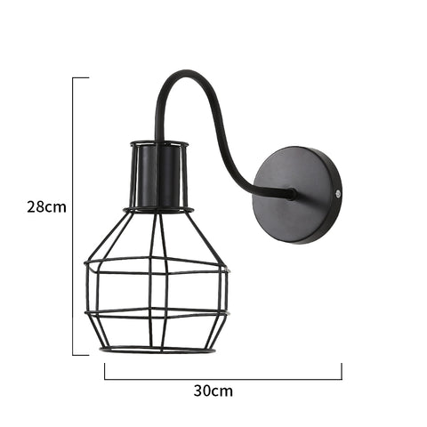Applique Murale Intérieur, Lampe Murale Rétro, Éclairage Mural Vintage de Cage en métal E27 Noir, pour Cafe Bar Home Decor