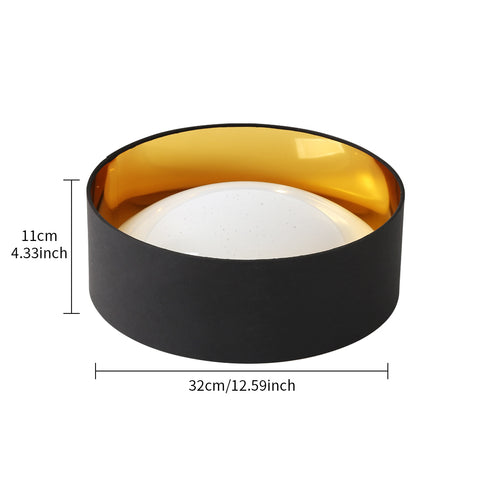 Plafonnier Moderne 12W 1000LM, Plafonnier à Paillettes Noir et or 3000K, Lustre à LED Effet Ciel étoilé pour Salon,Chambre