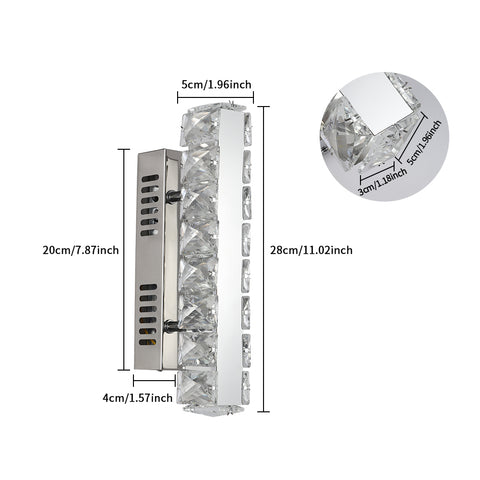 Lampe Murale LED, Applique Murale Moderne en Cristal, Design Linéaire, Lumière froide 6000K Éclairage Mural Intérieur, pour Salle de Bain Salon Chambre Cuisine Couloir Restaurant