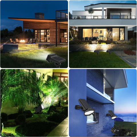 2 Pcs Spot Solaire Exterieur, 35 LED Lampe Solaire Exterieur Etanche IP65, Réglable avec 4 Modes d'éclairage,180° Projecteur Solaire Exterieur pour Jardin, Cour, Chemin, Allée, Lumière Blanche Froide