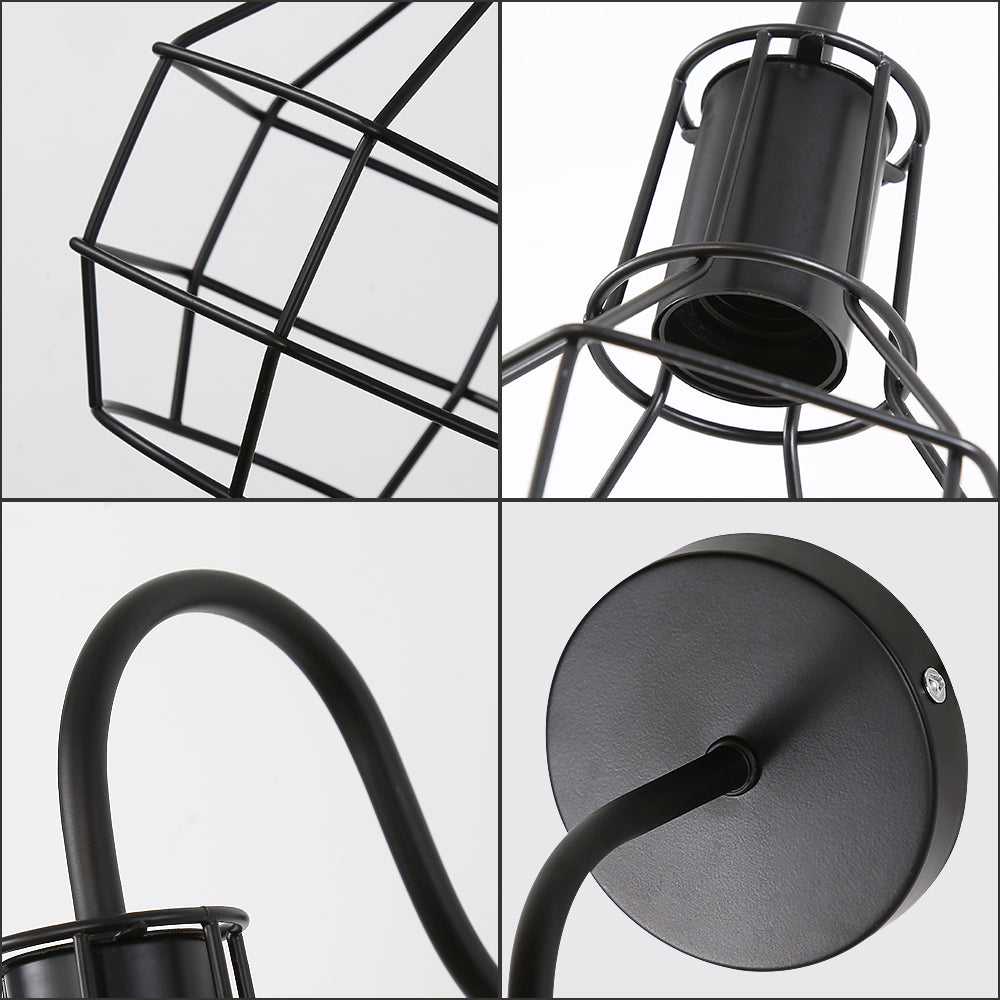 Applique Murale Intérieur, Lampe Murale Rétro, Éclairage Mural Vintage de Cage en métal E27 Noir, pour Cafe Bar Home Decor