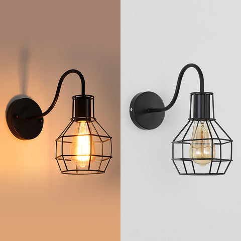 Applique Murale Intérieur, Lampe Murale Rétro, Éclairage Mural Vintage de Cage en métal E27 Noir, pour Cafe Bar Home Decor