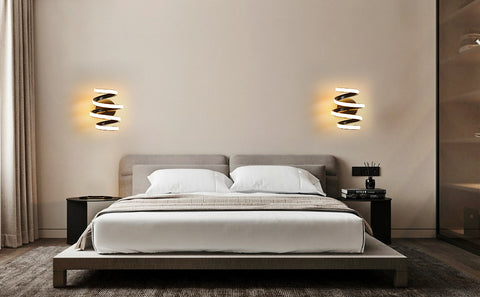 Applique Murale Led 21W Noir Spirale Simple Créativité Moderne Murale en Métal en Aluminium Lampe 3000K Murale Interieur Convient à la Chambre à Coucher, Couloir, Salon, Bar