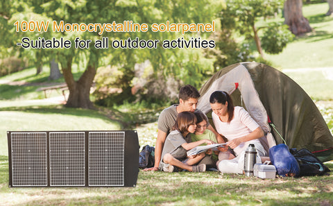 100W Kit Panneau solaire pliable portable monocristallin avec 3 ports USB Pour Plein air
