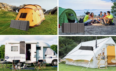 100W Kit Panneau solaire pliable portable monocristallin avec 3 ports USB Pour Plein air