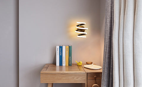 Applique Murale Led 21W Noir Spirale Simple Créativité Moderne Murale en Métal en Aluminium Lampe 3000K Murale Interieur Convient à la Chambre à Coucher, Couloir, Salon, Bar