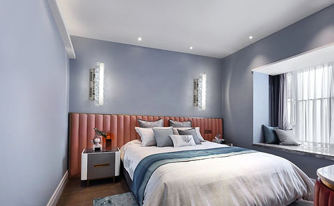 Lampe Murale LED, Applique Murale Moderne en Cristal, Design Linéaire, Lumière froide 6000K Éclairage Mural Intérieur, pour Salle de Bain Salon Chambre Cuisine Couloir Restaurant