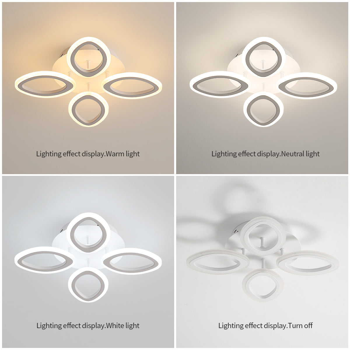 Plafonnier Dimmable Moderne LED 40W, Lampe de Plafond Design Forme Fleur, Lustre Pétale en Métal Acrylique Avec Télécommande Convient pour Chambres, Escaliers, Couloirs, Balcons, Allées (4 Lumières)