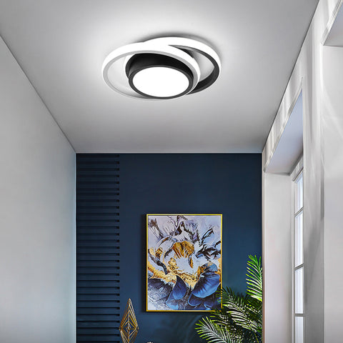 LED Plafonnier Moderne, Lampe de Plafond 21W 2 Anneaux, Plafonnier en métal Acrylique Blanc pour Salon,étude 4500K