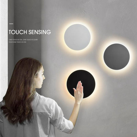 Applique murale LED interrupteur tactile éclairage intérieur pour chambre salon rond chevet escalier lumière décoration de la maison luminaire en aluminium Noir