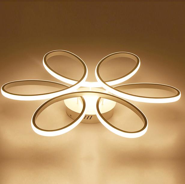 Plafonnier LED Design moderne Forme de fleur créative Lampe de Plafond Pour salon chambre à coucher salle à manger bureau Lumière Blanche Chaude 3000K