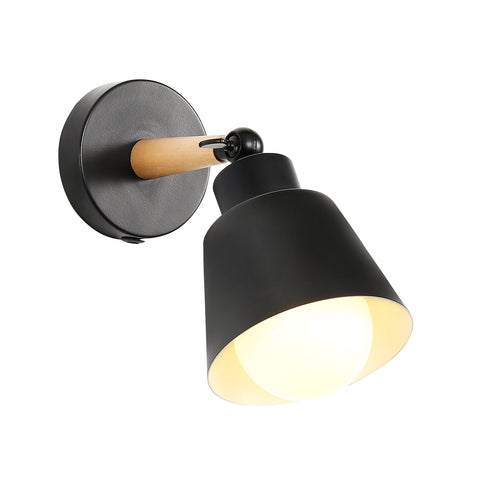 Appliques Murales Interieur Rétro, Lampe Murale Vintage Industriel E27, Spots Muraux en Métal Bois pour Chambre, Balcon, Couloir, Cuisine, Escalier (Noir)