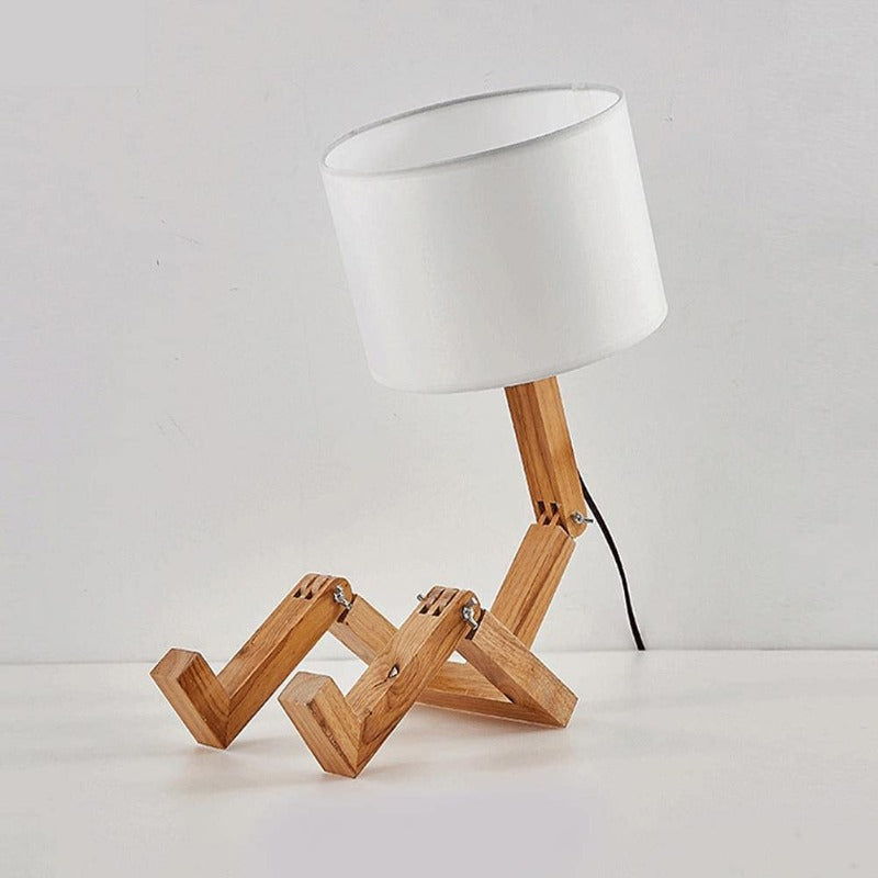 Moderne Robot Forme Creative Table Lumière En Bois LED Lampe De Bureau Chambre Salon Étude De Chevet Pliable Veilleuse E27