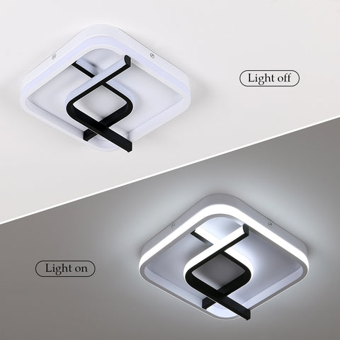 Plafonnier Carré Moderne, 24CM Noir Et Blanc Plafonnier Led à Géométrie, 23W 6000K Lumière Blanche Froide Plafonnier Led Acrylique, pour Chambre Salon Couloir Balcon