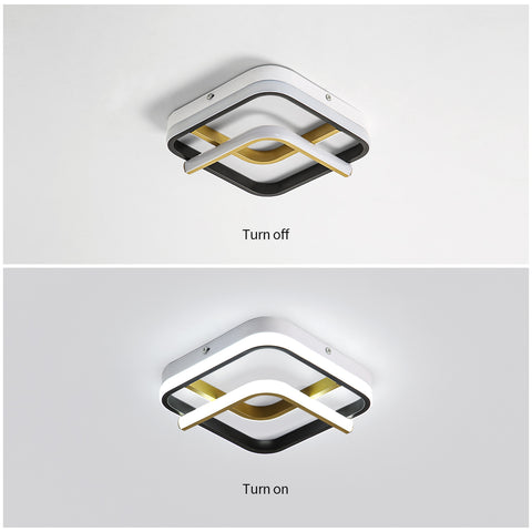 Plafonnier LED Moderne 23W Plafonnier Carré 6000K (Lumière Blanche Froide), Lampe de Plafond Acrylique Adapté à La Salle de Bain, Cuisine, Salon, Chambre (Or Noir)