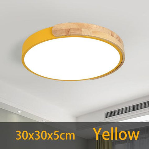 LED Plafonnier, 24W plafonnier bois Moderne Rond Blanc Froid 6000K Ø30*5CM Chambre la Cuisine le Salon le Balcon et le Couloir